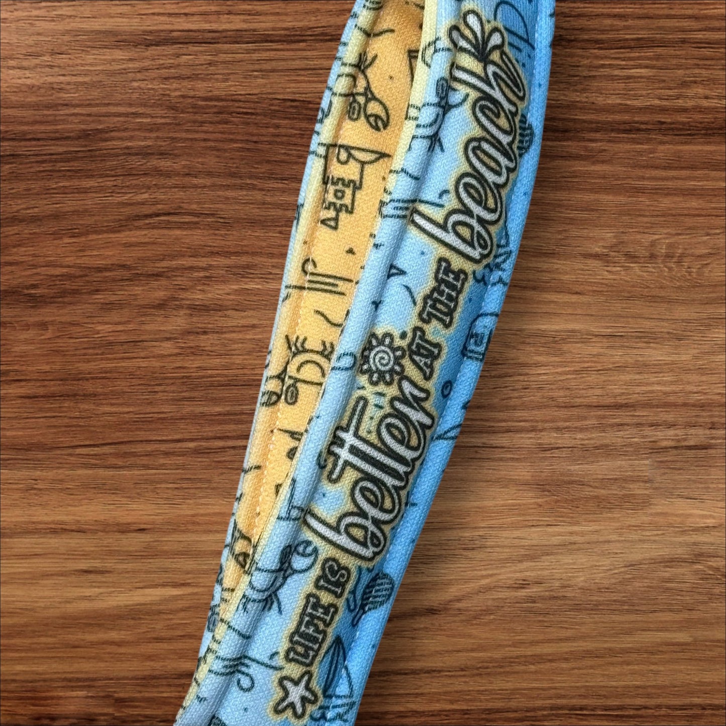 Handmade Beach Wristlet Keychain – Soft Cotton Key Fob with Coastal Images & “Life is Better at the Beach” – Nautical Gift for Her
