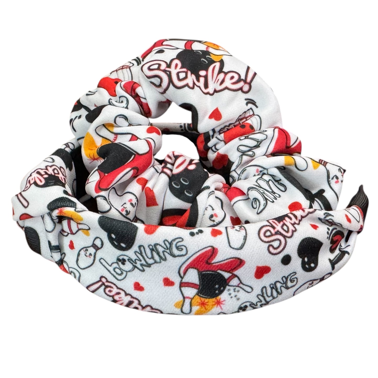 Stylish Bowling-Themed Hair Accessories: Headband & Scrunchie Set for Women, Girls, Teams & Enthusiasts