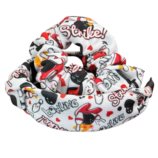 Stylish Bowling-Themed Hair Accessories: Headband & Scrunchie Set for Women, Girls, Teams & Enthusiasts