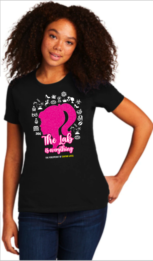 Lab Week 2024 Official Themed Apparel: Barbie Silhouette Fashion Forward T-Shirts Leading the Way in Life-Saving Style!