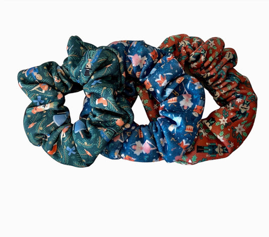 Nutcracker Scrunchies, Christmas Scrunchies, great stocking stuffers, cute gifts for her (set of 3)