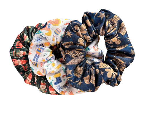Nutcracker Scrunchies, Christmas Scrunchies, great stocking stuffers, cute gifts for her (set of 3)