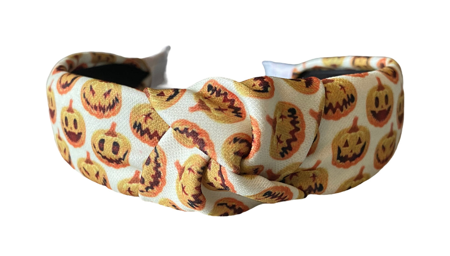Whimsical Carved Pumpkin Festive Fall Season Headband