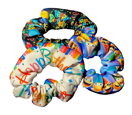 Birthday Scrunchies, Set of 3 Happy Birthday Scrunchies