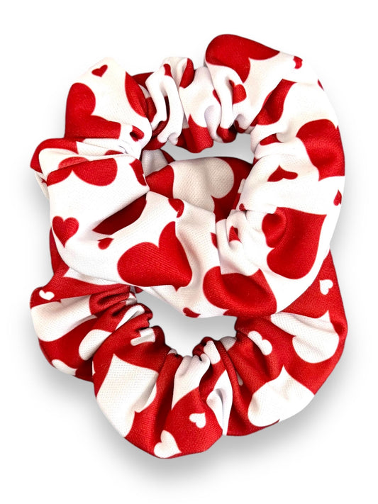 Red and White heart scrunchies (set of 2); Valentine’s Day gift for girls; Cute scrunchies for girls